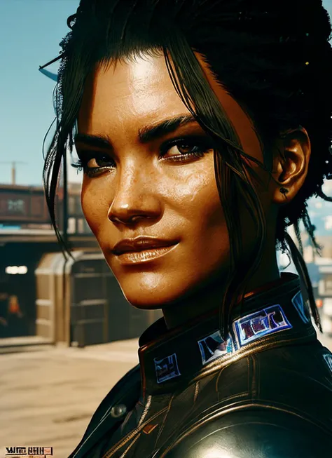 illustration of sks woman as thief in leather armor, smirk, beautiful detailed eyes, cinematic, drawn by Greg Rutkowski, Yoji Shinkawa:0.6, vibrant colors, <lora:locon_panam_v1_from_v1_64_32:1.25>