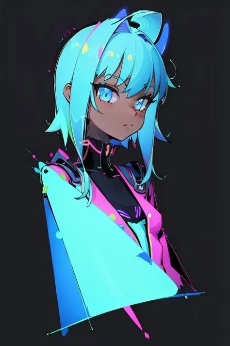 <lora:mamezou-20:1>, masterpiece, best quality, superflat, neon trim, flat colors, simple, black light, no lineart, outline