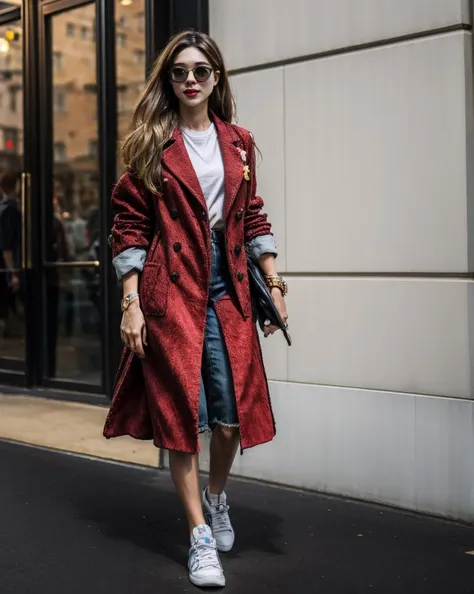 1girl, walking,  full body,street style, masterpiece,ultra realistic,32k, best quality,  <lora:copax_street_style:1>