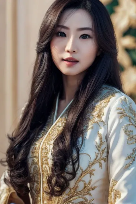 photo of fr3y4 person,masterpiece,extremely detailed CG unity 8k wallpaper, ultra-detailed, highres, extremely detailed,wearing kebaya, long hair,,black hair, shot with sony alpha a9 II and sony fe 200-600mm/5.6-6.3, natural light, hyper realistic photograph, ultra detailed, perfecteyes eyes, best quality, masterpiece, extremely detailed wallpaper, (RAW photo, photo realistic:1.2), ultra detailed, (high detailed skin:1.1), masterpiece,best quality,photorealistic,depth of field:1.2, bokeh, film grain:1.4, ultra wide angle, dramatic composition, portrait of the most beautiful, elegant, hypermaximalis