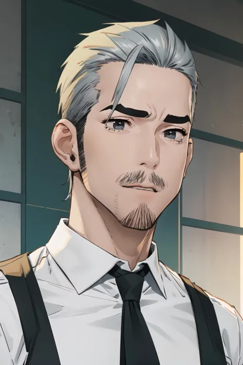 <lora:Style_SW:1> stylesw
1boy, portrait, upper body, vest, short mustache, aquamarine eyes, gray hair,
masterpiece, best quality,
