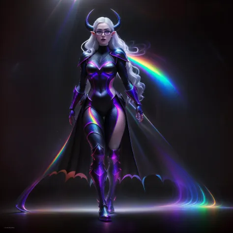 cute pale draconian MaiAI, (full body shot),(masterpiece), realistic, cinematic light, (beautiful purple eyes), perfect anatomy,dragon horns,

fine detailed silver crescent glasses, pointy ears, (blackish SpectrumAI scaly skin:1.3),black lips, black eye shadow,
hyperdetailed painting, luminism, 4k resolution,
Soft Lighting, Photographic Realism,
3d rendering, octane rendering,
<lyco:SpectrumAI-000014:1.0>