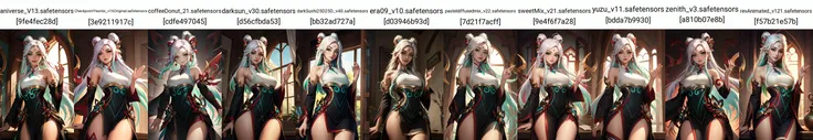 (masterpiece, best quality:1.2), intricate details, <lyco:GoodHands-beta2:1>, <lora:lol_mythmaker_irelia-000016:1>, mythmaker irelia, 1girl, hair ornament, hair rings, bare shoulders, dress, detached sleeves, forehead mark, multicolored hair, white hair, earrings, green eyes, textured skin, looking at viewer, solo, light smile, cowboy shot