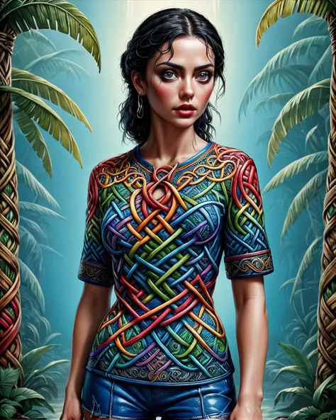 made of made of mad-viking-knot, "Billie Jean is not my lover.", Tropical, behance, horror art designed by Dario Argento, (Tony Moore:1.1) , <lora:Colorful_Viking_Knot_SDXL:1>