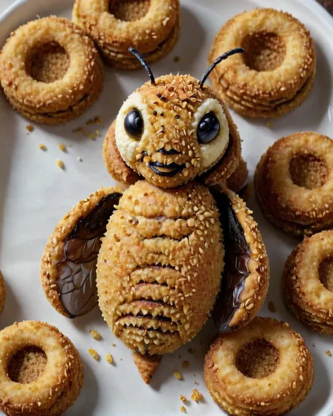 Bee made  of made of breaded food  <lora:Breaded_Food_XL:1>