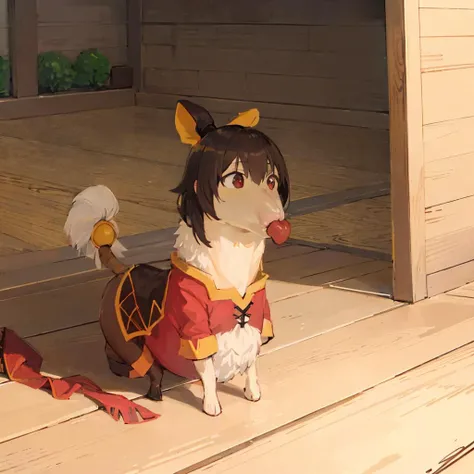 masterpiece, best quality, konosuba, megumin, Beautiful Art Style, distinguished, hen house, tail hug, <lora:Stallion-10:1.2> <lora:meguminLora_v3:0.4>