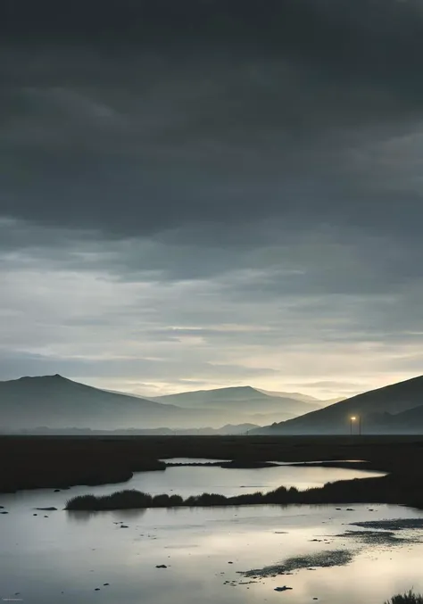 Gloomy sky,Repressed,depression,Pitch black,Dark cloud,atmospheric perspective,no humans,Black mountains