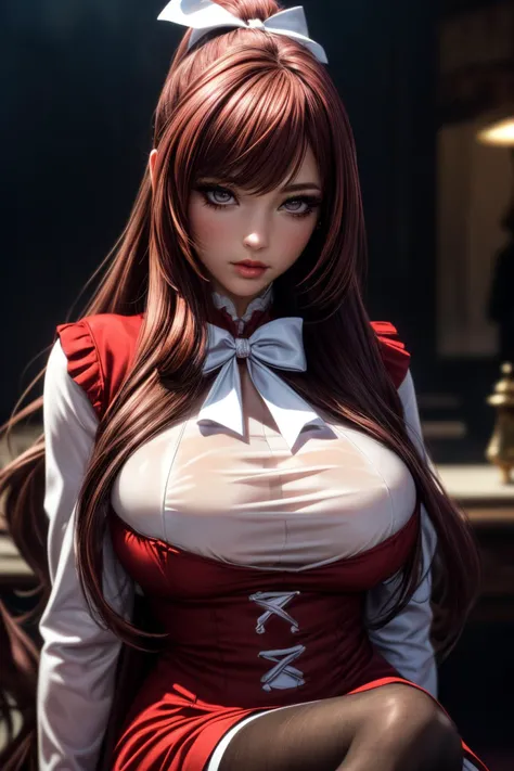(ultra realistic,32k, masterpiece:1.2),(high detailed skin:1.1),( high quality:1.1),
<lora:_tmp_tmpm0hgjq3f_tohsaka_rin_fatestaynightufotable:0.5>tohsaka_rin_fatestaynightufotable, longhair, blackhair, twosideup, ribbon, hairribbon, (blueeyes:0.8), brown_hair,vampire costume, (_tmp_tmpm0hgjq3f_tohsaka_rin_fatestaynightufotable:0.7),(looking at viewer, sitting:1.1),, (huge breast:1.1),<lora:add_detail:0.91>,
(glow in the dark:1.1), blank background, blurry background,