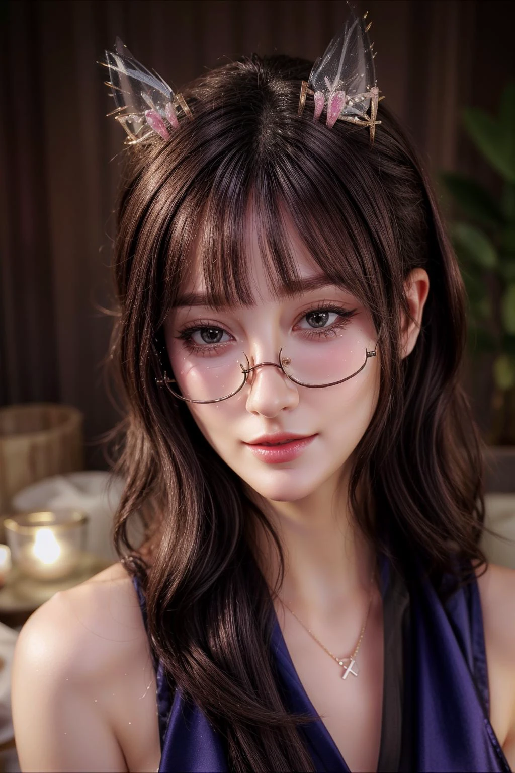 cat ears, blue eyes,
<lora:AilyV1.0-000003:0.8> Aily, glasses, long hair, lips, jewelry, upper body, indoors, realistic, semi-rimless eyewear, under-rim eyewear,
<lora:more_details:0.7>, shiny, shiny hair, shiny skin, shiny clothes, masterpiece, extreme details, detailed, focus, masterpiece, realistic, photorealistic, 4k, 8k, 16k, highres