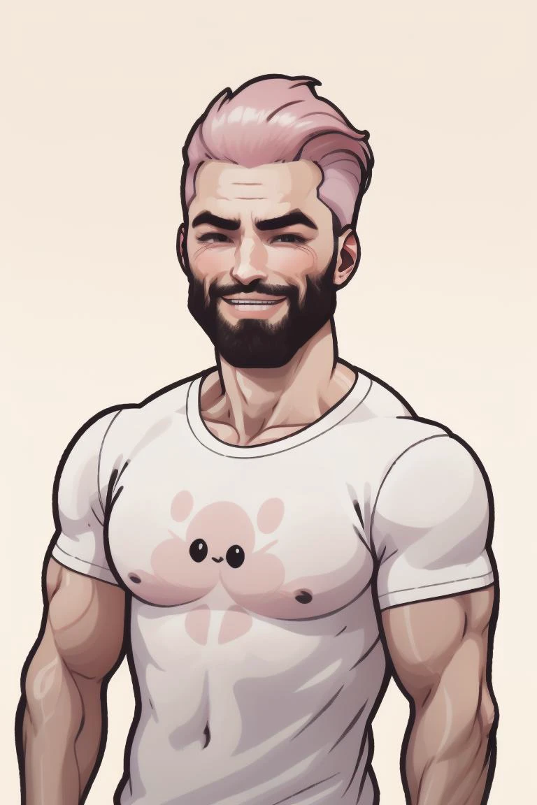 <lora:Gigachadv1:1.0> photo of gigachad, closeup, upper body, pink hair, smile, white shirt,
<lora:cutememe02:1.2> kawaii, chibi,