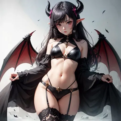 a powerful demon with black horns and black wings
