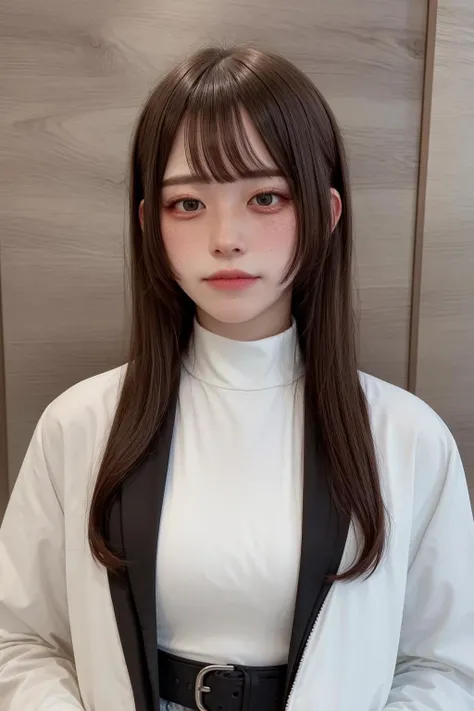 <lora:MomotaLocal_V1:0.85> Momota, 1girl, solo, long hair, black hair, jacket, latex jacket, leather, (freckles:1.1), upper body, pale, <lora:himecut-local-v1-step00000180:0.75> hime cut, <lora:more_details:0.55>, masterpiece, extreme details, detailed, focus, masterpiece, realistic, photorealistic, 4k, 8k, 16k, highres, shiny, shiny hair, shiny skin, shiny clothes