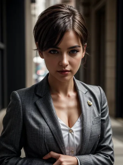 a photo of a woman with short hair wearing a suit,
<lora:more_details:0.8>, masterpiece, extreme details, detailed, focus, masterpiece, realistic, photorealistic, 4k, 8k, 16k, highres, shiny, shiny hair, shiny skin, shiny clothes