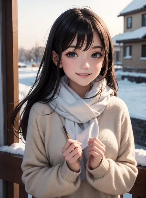 (art:1.4), 1girl, winter, smile