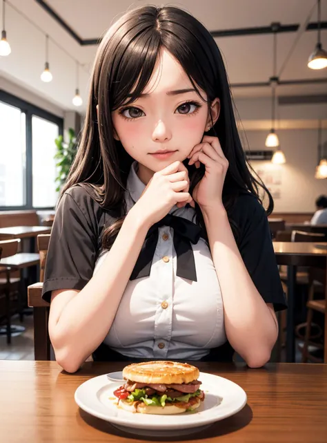1girl, embarrassed, POV dating, cafe