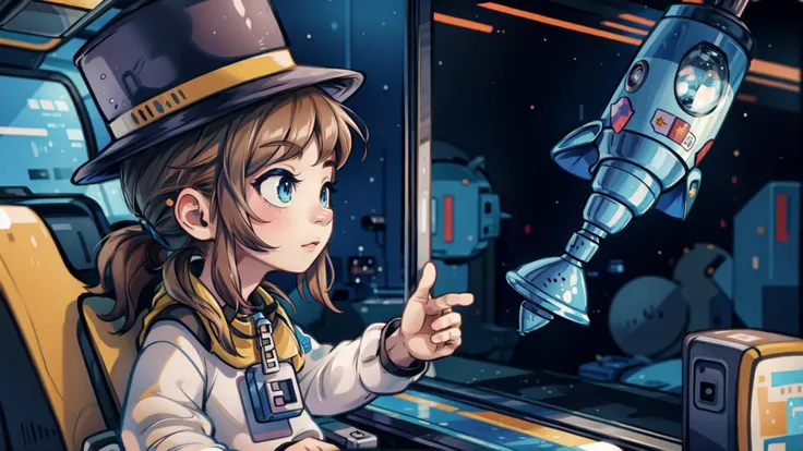 masterpiece, best quality,1girl,,<lora:HatKidLora-10:1> Hat Kid,in spaceship <lora:add_detail:1>