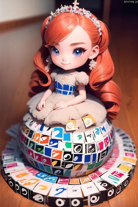 <lora:unobywrench-000009:1>, unobywrench, 1girl, solo, light smile, gown, long hair, red hair, church, <lora:GoDoACrime meme:1>, godoacrime, chibi,