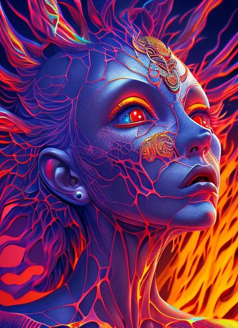 art by Lisa Frank and Alex Grey, dreamlikeart, High detail, digital painting, intricate, 8k, ((highly detailed)), cinematic lighting, dramatic light, intense, sharp focus, best quality, hyper detail.