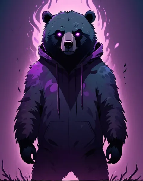 <lora:Shadow_Style_XL:0.8> shadow bear, 8K,, HD, gloomy colors, dark aura, horror, cartoon style, flat