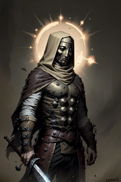 <lora:DarkestDungeon_LeperV1.0-000014:.75> LeperDD2 sword, cape, waving