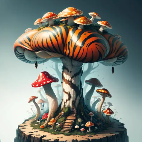 <lora:TigerstripeAI-15:0.8>TigerstripeAI colored mushrooms, fantasy