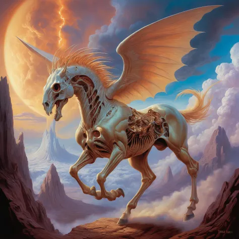 <lora:add-detail-xl:2>, ultra detailed, famous artwork by jeff easley, detailed expressive eyes, fantasy style, (fractal art:0.44), dramatic sky, here we see the airborne equine skullsniffer, an ethereal, enigmatic (invertebrate:1.2) with enormous (iridescent:1.2), confrectioned (gas bladders:1.2). it navigates the clouds in the dense atmosphere of the (tempestuous:1.4) alien planet methaneinthemembrane with ethereal spoxified grace