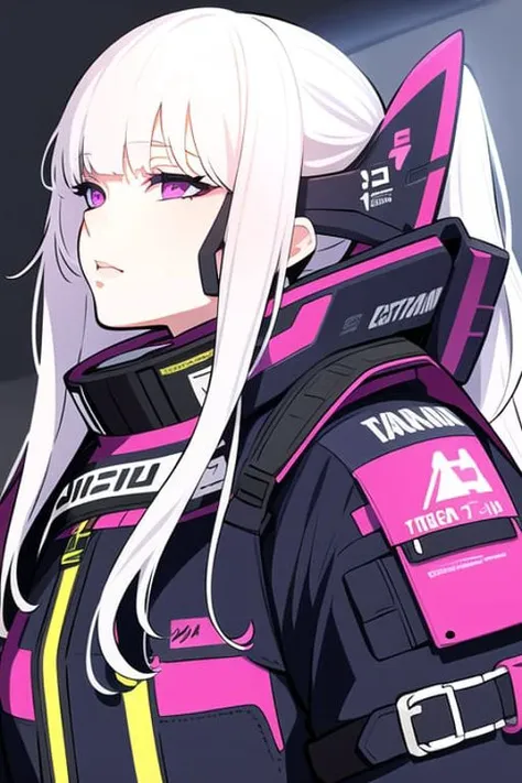 1girl, white hair, long hair, techwear <lora:strlxsslora:1>, masterpiece, bestquality, realistic, realism, dark purple jacket, portrait, detailed eyes
