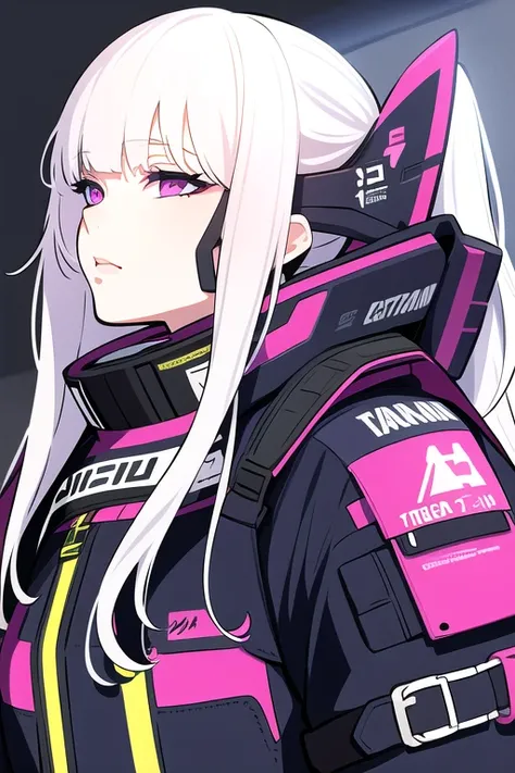 1girl, white hair, long hair, techwear <lora:strlxsslora:1>, masterpiece, bestquality, realistic, realism, dark purple jacket, portrait, detailed eyes