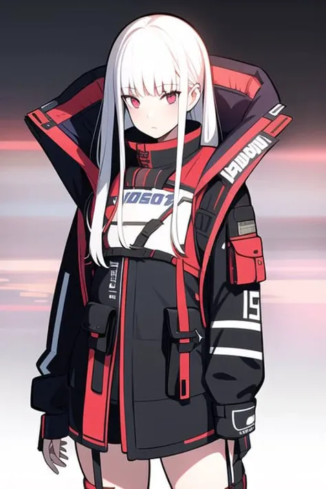 1girl, white hair, long hair, techwear <lora:strlxsslora:1>, masterpiece, bestquality, realistic, realism