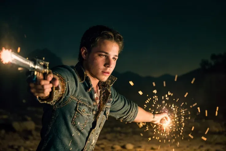 Photograph,cowboy shot,22yo slim angry Man dg_ShawnPyfrom (Time-bending duel between wizards.),blood splatter,bokeh,cinematic hd 8k highly detailed,trending artstation,at night,colorful,((full sharp, highly detailed skin)),
<lora:dg_ShawnPyfrom-v1:0.8>,