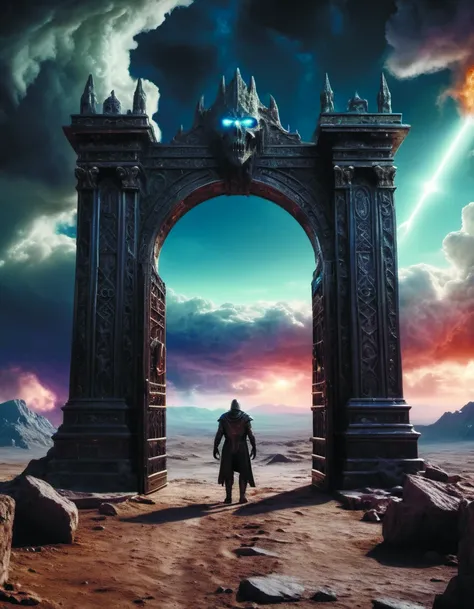 The gate of hell in heaven,dramatic lighting,8K HDR,octane,unreal engine 5,tarot card,fantasy,concept,digital,high,highly detailed,high color contrast,path tracing,clouds,<lora:add-detail-xl:1.6>,Roger Deakins Style <lora:Roger Deakins Style:0.8>,monster <lora:fx-monsters-xl-meatsack:0.7>,DonMC3l3st14l3xpl0r3rsXL <lora:DonMC3l3st14l3xpl0r3rsXL-000007:0.6>,by diegocr