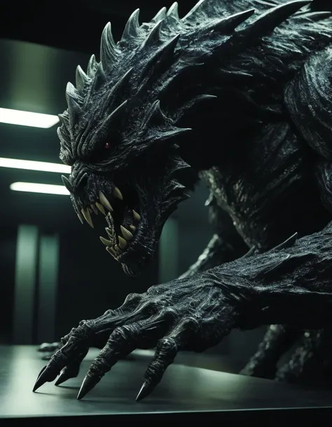 scary monster designed by balenciaga ively livedo Turini,concept,low angle,tilted,dramatic,intense highly detailed,photorealistic hands,station <lora:add-detail-xl:1.6> Roger Deakins Style <lora:Roger Deakins Style:0.7>