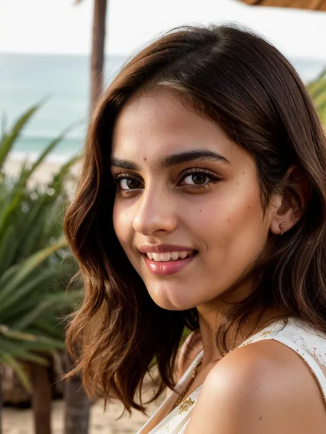 RAW photograph, tv_Maria_Patel_MXAI
BREAK
, laughing expression, wearing a summer dress, standing at a beach bar, tropical resort, colorful cocktails, golden hour,
BREAK, 8k uhd, dslr, soft lighting, high quality, film grain, Fujifilm XT3, (((Ultra-HD-details, Ultra-HD-detailed, Ultra-HD-realistic, Ultra-HD-photo-same-realistic-quality-details)))