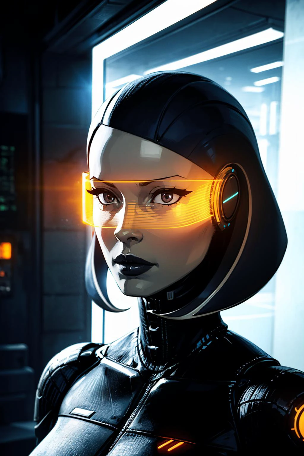 (best quality, masterpiece, perfect face) <lora:Edi-10:0.7> Edi, female, woman, holographic orange glasses, cyberpunk glass wall, cyborg shop, neon lights, <lyco:EnvyBeautyMix29:0.3> <lora:add_detail:0.7> (hyper realism, soft light, dramatic light, sharp, HDR)