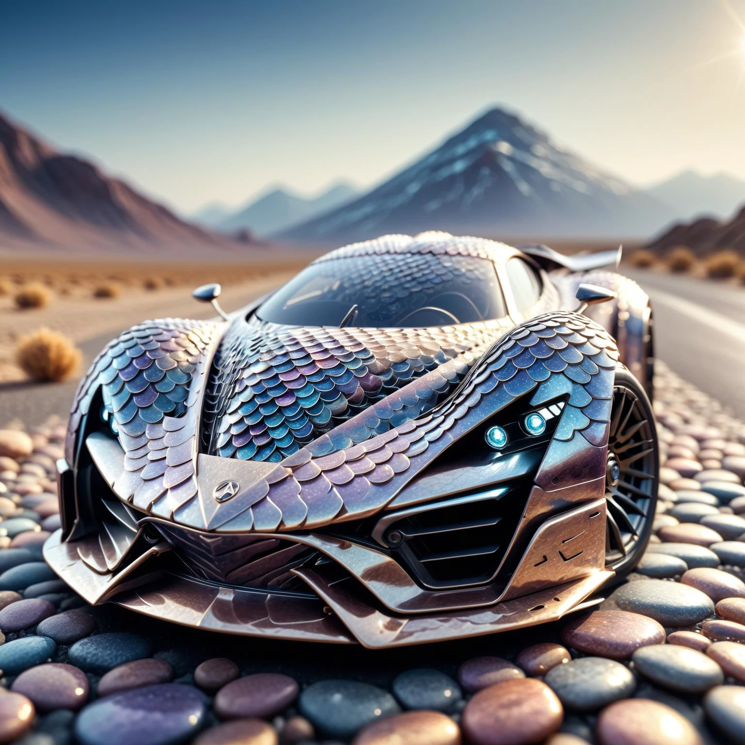 HDR photo of skeletonized concept hypercar made of nebula scales,sharp,gemstone,cosmic,miniature,tiltshift,macro product display,intricate laser engraving,dvrscls,druidic,hyperdetailed,maximum fidelity,quality,cinematic,subsurface scattering,maximal attention to correctness and detail,epic,magnificent,wondrous,<lora:DeverScalesXL:1>,dvrscls, . High dynamic range