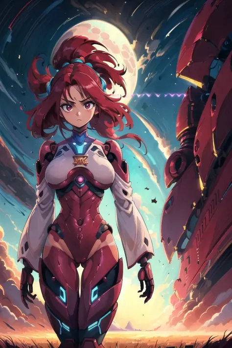 girl, (hotify:1.2), (robot:1.4), (Strong Wind,Cyber Background:1.4),Toned Body,Big Breasts,(Showering),Long Hair,Thatch hair,(tan Kaftan,burgundy Jodhpurs:1.3),Bleach,Farm Outfit ,(masterpiece,detailed,highres:1.4) <lora:whale:0.6>