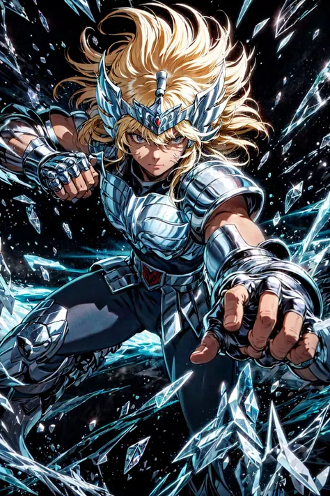 absurdres, (best quality), (masterpiece),(ultra-detailed:1.2),(photorealistic:1.1),ultra high res,
1boy,,Diamond dust,fighting stance,
<lora:hyoga:0.6> ,hyoga, fingerless gloves, pauldrons, ice, cygnus final,
(swirling:1.1) ,
ice,glacier,wind,
(speed lines:1.2),
<lora:nlc_blue:0.85>,
<lora:flat2:-0.4> ,
<lora:LowRa:0.3> ,