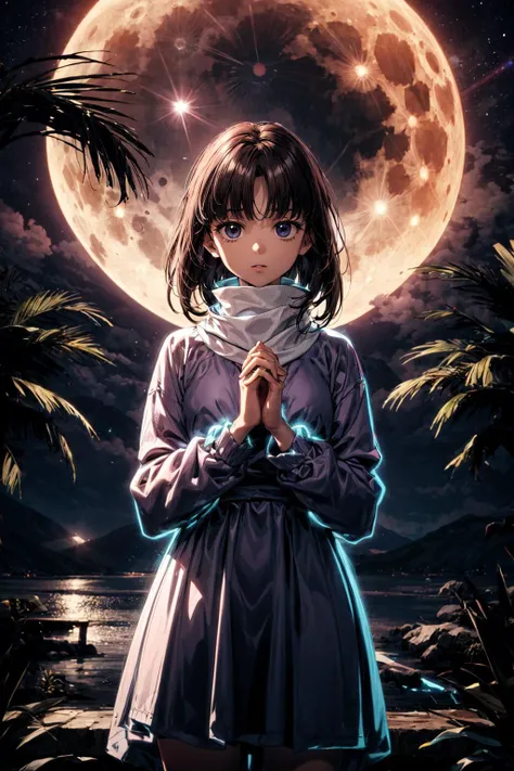 absurdres, (best quality), (masterpiece),(ultra-detailed:1.2),ultra high res,cowboy shot,from below,
1girl,pray,both hands together,palms together,
<lora:tifa-gundamx-v2-wasabiya_1:0.85> ,tifax,brown hair,blue eyes,light pink dress,turtleneck,
moon,silhouette,glowing,sky,lens flare ,
<lora:nlc_blue:0.7>,
<lora:flat2:-0.5> ,
<lora:LowRa:0.3> ,