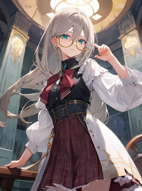 masterpiece, detailed, high quality, absurdres, aiaamare, 1girl, solo, glasses, cowboy shot,