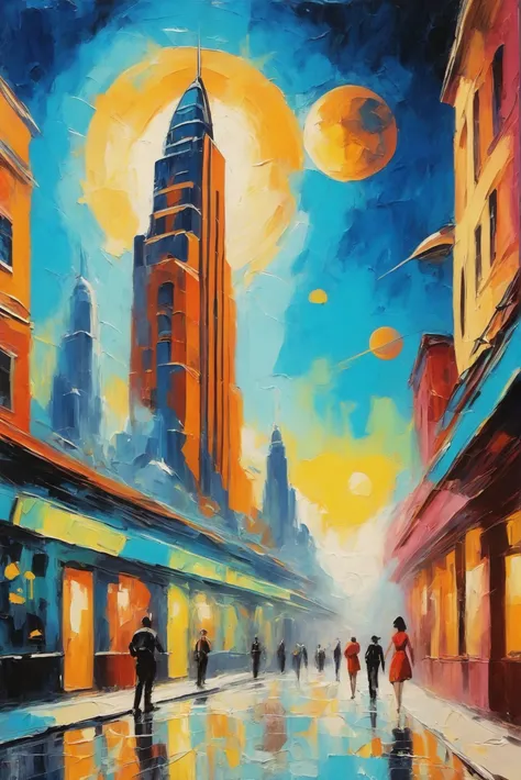 <lora:EnvyStarlightThickOilPainting01:0@0,0@.24,1.5@.25:hr=2>oil painting, palette knife, cheerful retro 1950s scifi, romanesque mysterious scifi sky city beyond the beginning of the universe