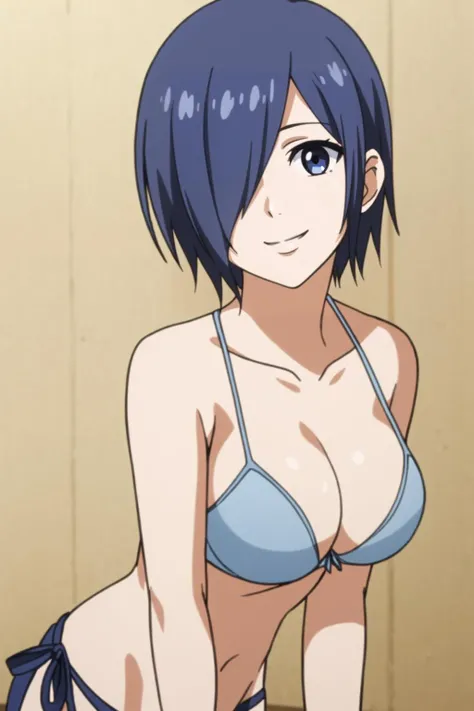 é¾å²è£é¦,<lora:é¾å²è£é¦1V-000010:0.6>,é¾å²è£é¦,1girl,solo,short hair,hair over one eye,blue eyes,blue hair,kirishima touka,bangs,smile,
cleavage,collarbone,medium breasts,nsfw,open shorts,side-tie bikini bottom,white bra,, Exquisite visuals, high-definition,masterpiece,best quality,