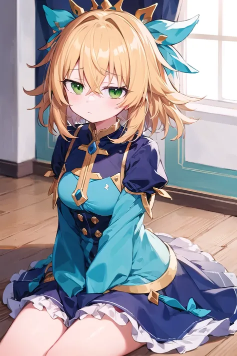 <lora:worriedeyes_v100:1>
insanely detailed, absurdres, ultra-highres, ultra-detailed, best quality,
1girl, solo, nice hands, perfect hands,
BREAK
princess, princess dress with many frills, teara on hair,
upset, closed mouth,
sitting, cute pose,
45 angle, cowboy shot,
BREAK
slender, kawaii, perfect symmetrical face, ultra cute girl, ultra cute face, ultra detailed eyes, ultra detailed hair, ultra cute, ultra beautiful,
BREAK
(fantasy world, in castle), depth of field,
medium large breasts, (cleavage:-1.5)
BREAK
blonde hair, medium hair, messy hair, green eyes, hair between eyes