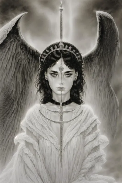 Angel, front and centre, symmetrical, <lora:luisRoyoAndWoman_1:0.9>