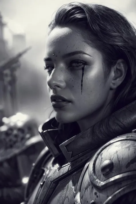dramatic scene, ink wash, washed out painting, darkwave, desolate, warhammer:0.9, (power_armor), award winning cinema poster art, sisters of battle, Adepta Sororitas, on a hill full of skulls, bold lines, expressive drawing, <lora:Luis Royo and Woman v.2:0.64>, 8K, (dynamic perspective), sharp focus, (depth of field, bokeh:1.3), extremely detailed, beautiful detailed eyes, cinematic lighting, ((masterpiece, best quality)) <lora:adepta_sororitas_v1:0.45>