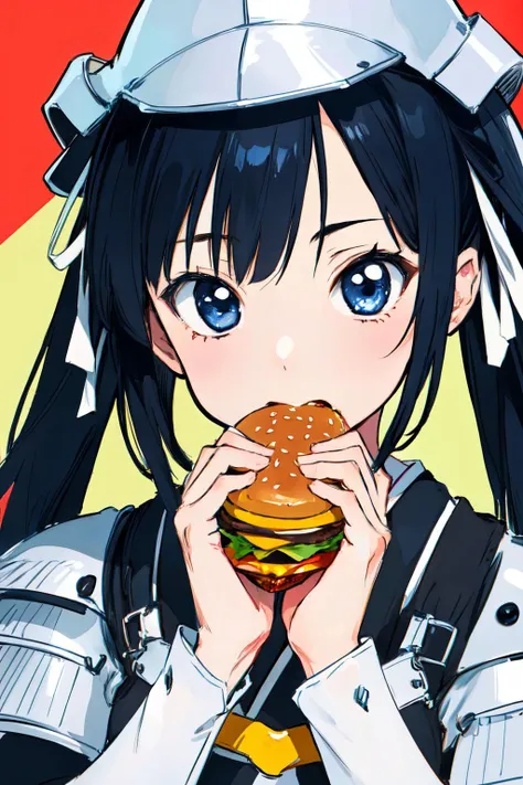 (masterpiece, best quality;1.3), extremely detailed ,ultra detailed, 1girl, solo, looking at viewer,
uesugi kenshin (rance),armor, helmet, hair ribbon, japanese castle,
<lora:Kenshin:0.75> <lora:HamburgeranimeV1:0.3>two hands, eating a hamburger,burger, nom hamburger