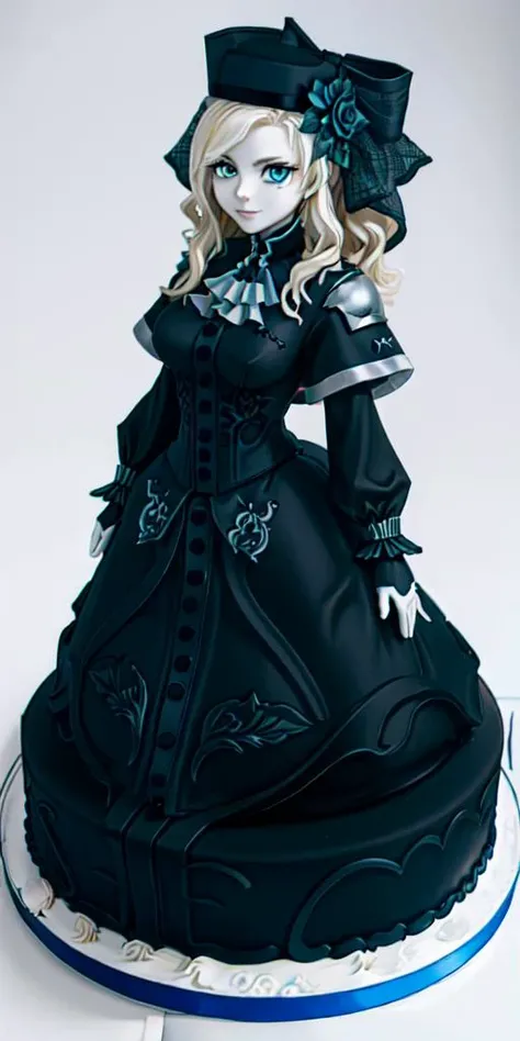 <lora:WhippedCreamTopStyle:0.3> WhippedCreamTopStyle,(CakeStyle:1.5) <lora:kriemhild-lora-nochekaiser:1> dress,Marzipan cake shaped like kriemhild dress. <lora:CakeStyle:1>,blue eyes, long hair, mole under eye, pale skin, white hair, wavy hair,ascot, (black:1.5) dress, black (capelet,flower, gloves, headwear, rose), hat, long sleeves, rose, veil
BREAK
(white background, simple background, full body:1),(gigantic breasts:1),seductive smile,(smug:1),looking at viewer
