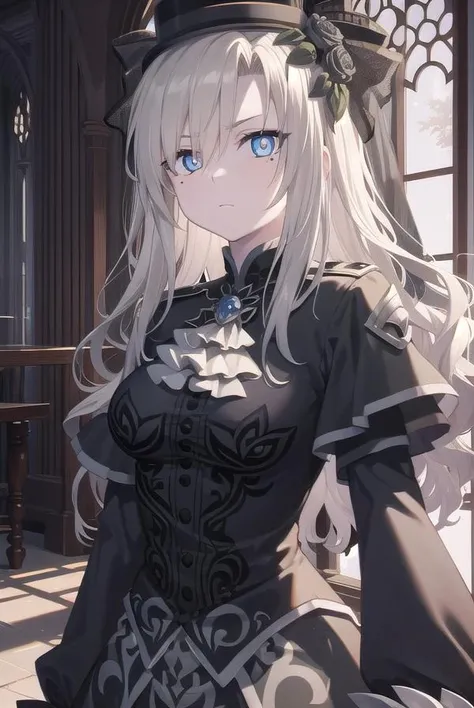 kriemhild, <lora:kriemhild-lora-nochekaiser:1>,
kriemhild, blue eyes, long hair, mole, mole under eye, pale skin, white hair, wavy hair,
BREAK ascot, black capelet, black dress, black flower, black gloves, black headwear, black rose, capelet, dress, flower, gloves, hat, long sleeves, rose, veil,
BREAK looking at viewer,
BREAK indoors,
BREAK <lyco:GoodHands-beta2:1>, (masterpiece:1.2), best quality, high resolution, unity 8k wallpaper, (illustration:0.8), (beautiful detailed eyes:1.6), extremely detailed face, perfect lighting, extremely detailed CG, (perfect hands, perfect anatomy),