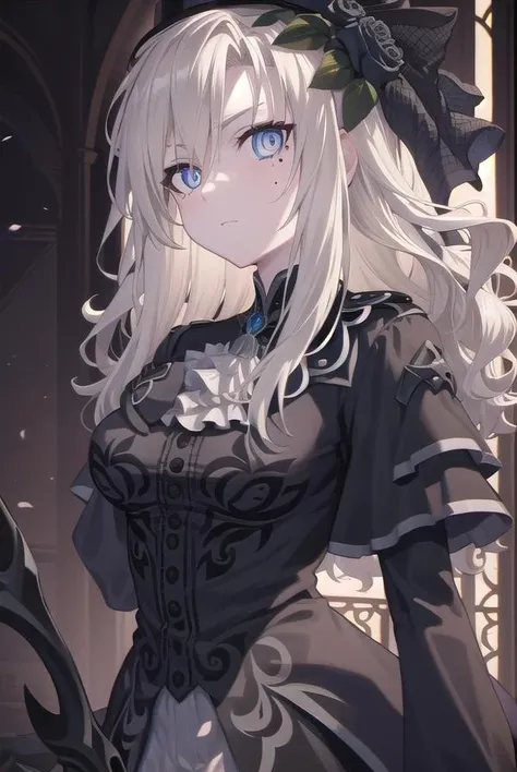 kriemhild, <lora:kriemhild-lora-nochekaiser:1>,
kriemhild, blue eyes, long hair, mole, mole under eye, pale skin, white hair, wavy hair,
BREAK ascot, black capelet, black dress, black flower, black gloves, black headwear, black rose, capelet, dress, flower, gloves, hat, long sleeves, rose, veil,
BREAK looking at viewer,
BREAK indoors,
BREAK <lyco:GoodHands-beta2:1>, (masterpiece:1.2), best quality, high resolution, unity 8k wallpaper, (illustration:0.8), (beautiful detailed eyes:1.6), extremely detailed face, perfect lighting, extremely detailed CG, (perfect hands, perfect anatomy),