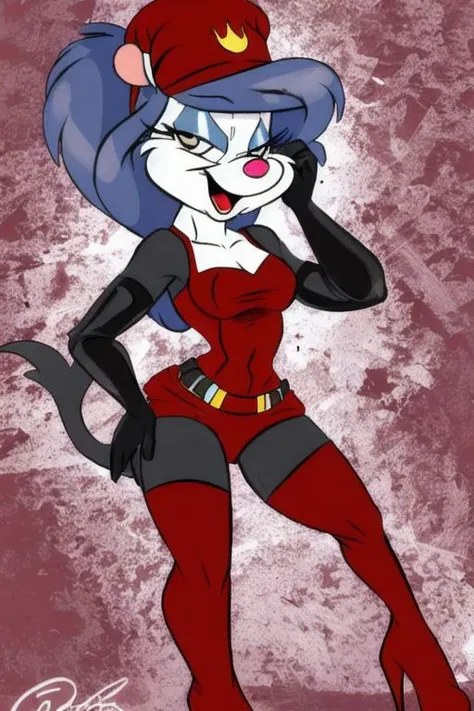 Minerva Mink (Animaniacs), <lora:DominatrixA-18:1>, DominatrixA, 1girl