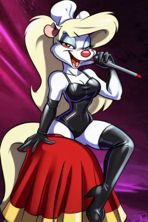 Minerva Mink (Animaniacs), <lora:DominatrixA-18:1>, DominatrixA, 1girl